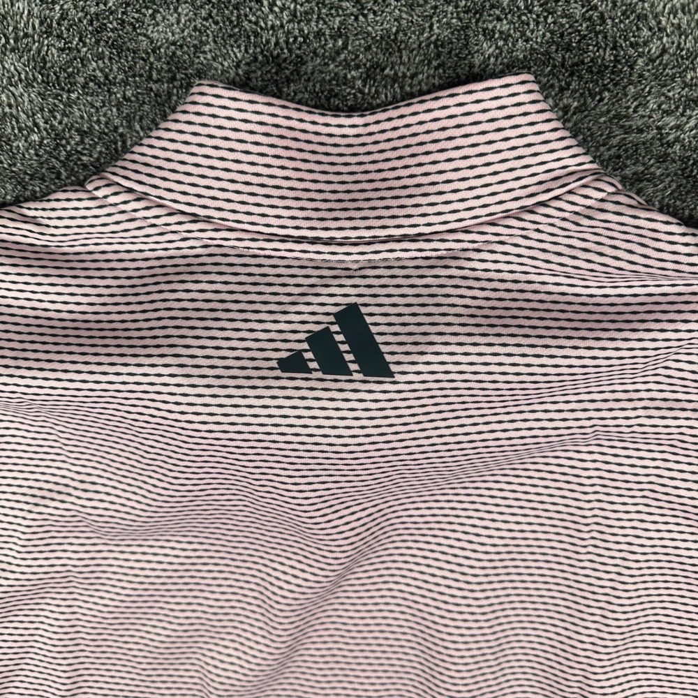 Adidas Pullover Mens XL PERF PRT 1/4 Z Pink Striped NEW Long Sleeve Golf Active - Picture 14 of 15